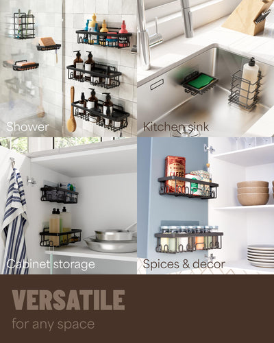 Shower Caddy 6-Pack Large Wall Mounted Heavy Duty Bathroom Shelves