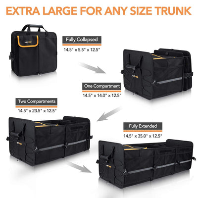 HEYTRIP Large Trunk Organizer With Cooler Bag Tie-Down Straps Dividers