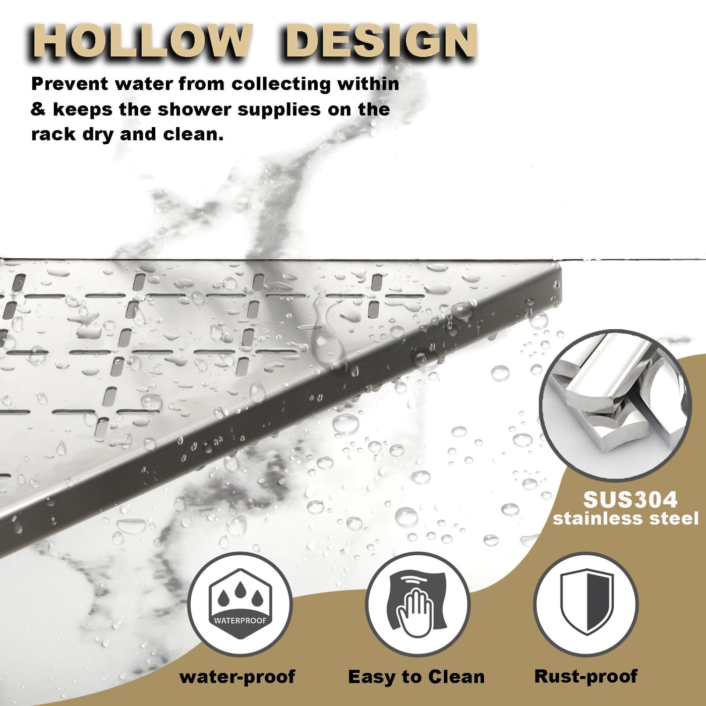 Corner Shower Shelf Recessed Bathroom Tile Wall Organizer Rack