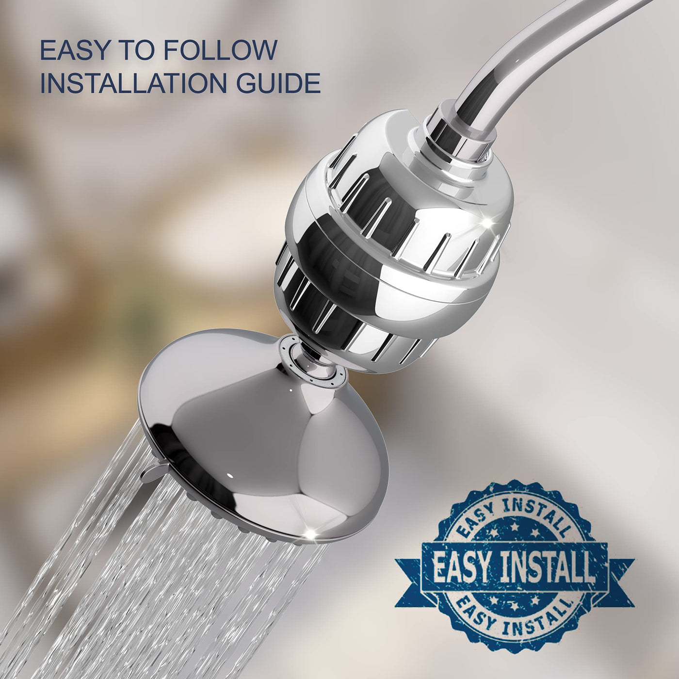 Filtered Shower Head With Pressure Hard Water Chlorine Fluoride Removal