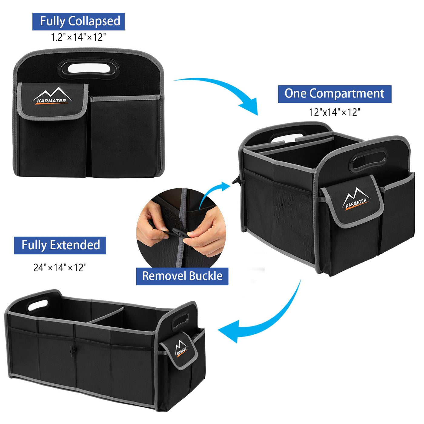 M KARMATER Car Trunk Organizer With 2 Compartments Machine Washable