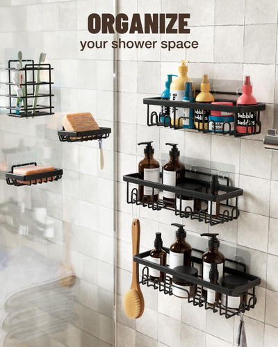 Shower Caddy 6-Pack Large Wall Mounted Heavy Duty Bathroom Shelves