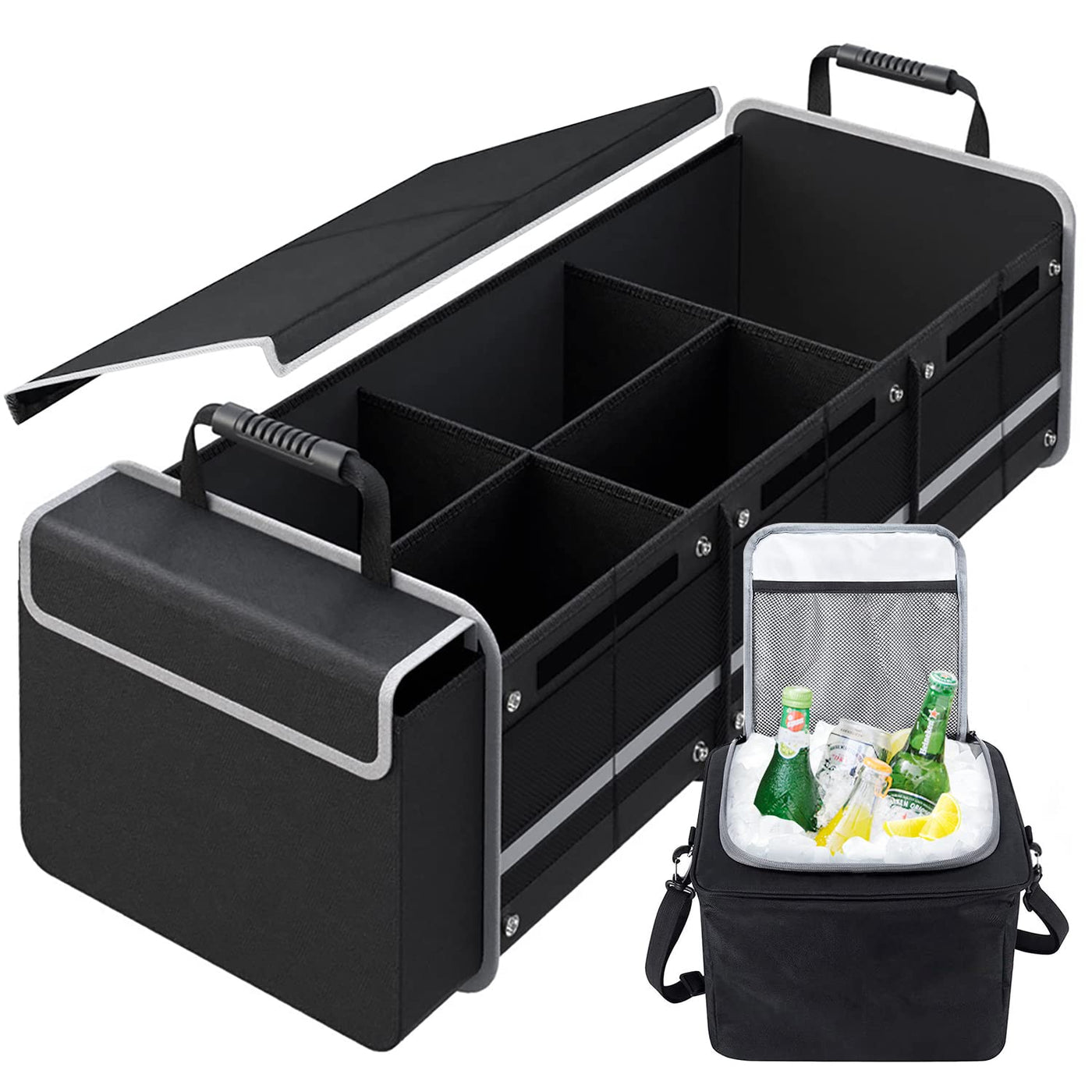 Car Trunk Organizer 115L Heavy Duty Collapsible Storage With Cooler