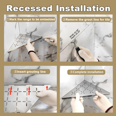 Corner Shower Shelf Recessed Bathroom Tile Wall Organizer Rack
