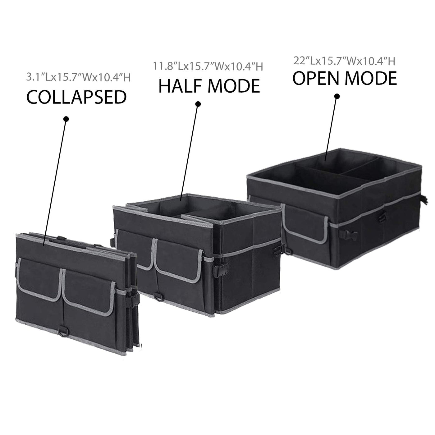 UYYE Auto Trunk Organizer Collapsible Durable Cargo Storage Compartments