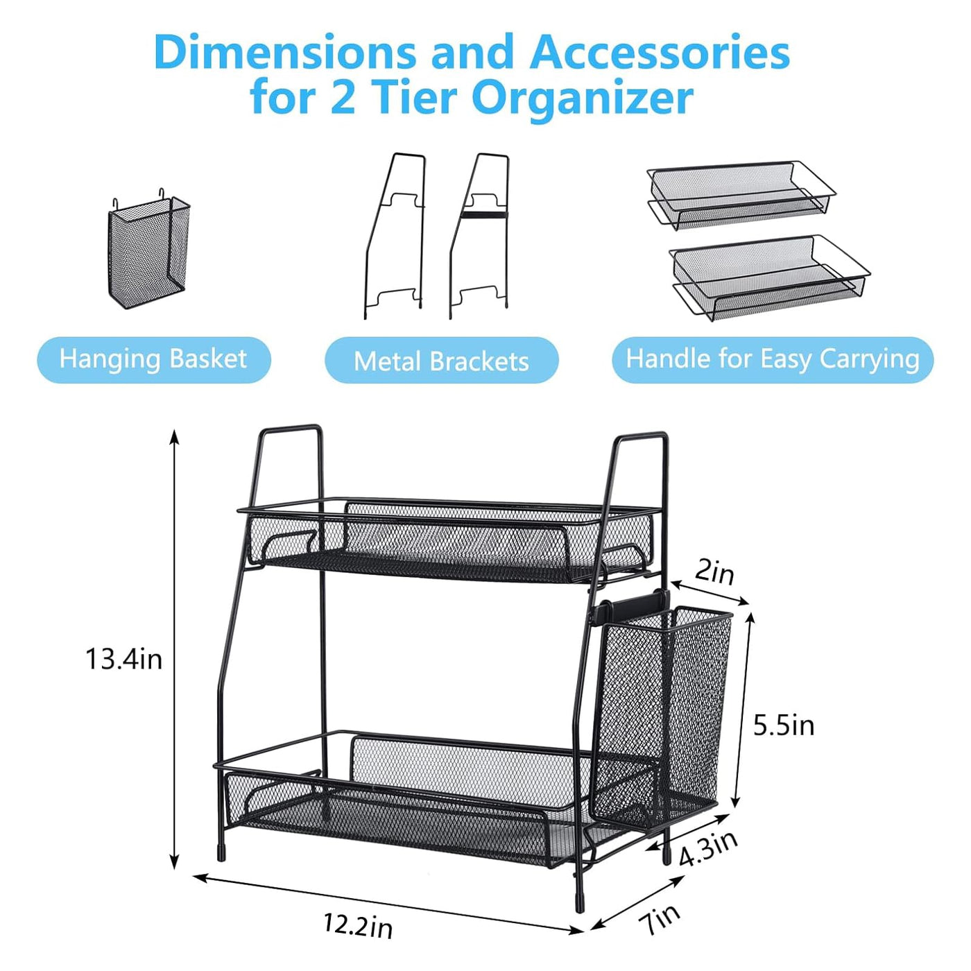 Bathroom Countertop Organizer With Multi-Use Storage And Spice Rack