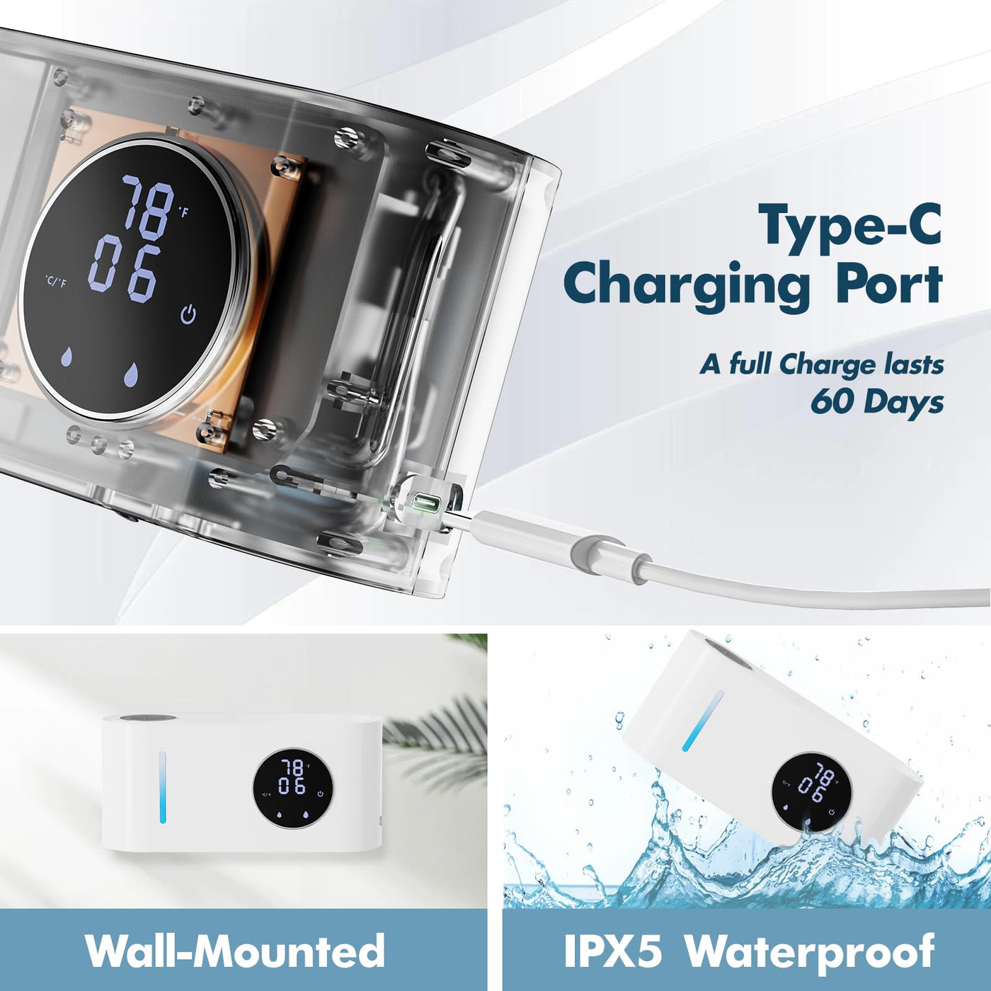 Touchless Soap Dispenser Wall Mounted 500ml Adjustable Waterproof