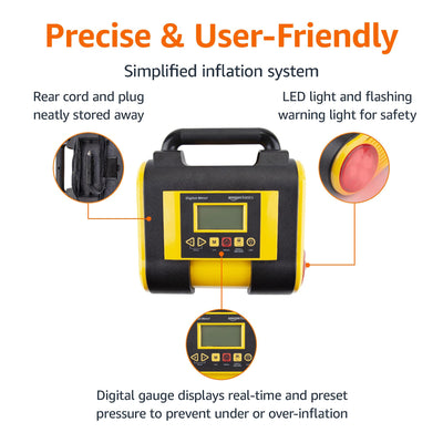 Amazon Basics Portable Tire Inflator Air Compressor Pump With Digital Gauge