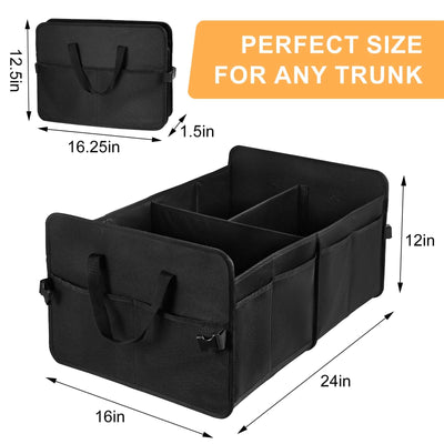 Zmnklry Car Trunk Organizer 72L Large Capacity Collapsible Compartments