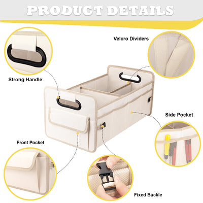 JiatuA Car Trunk Organizer Collapsible Multi Compartment Storage Box