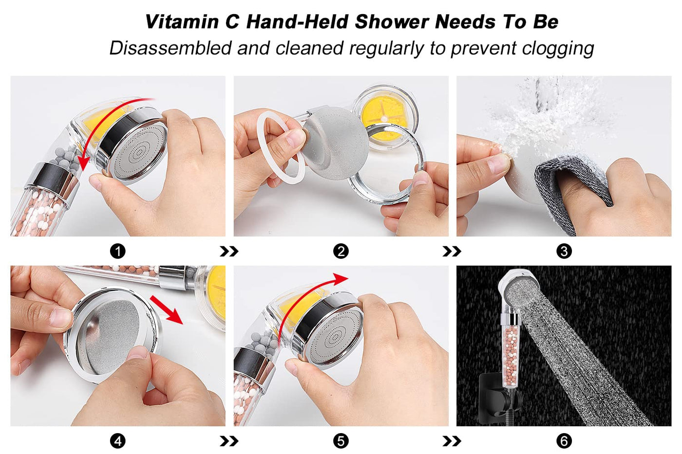 High Pressure Shower Head With Filter For Hard Water Removal