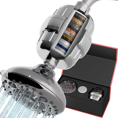 Filtered Shower Head With Pressure Hard Water Chlorine Fluoride Removal