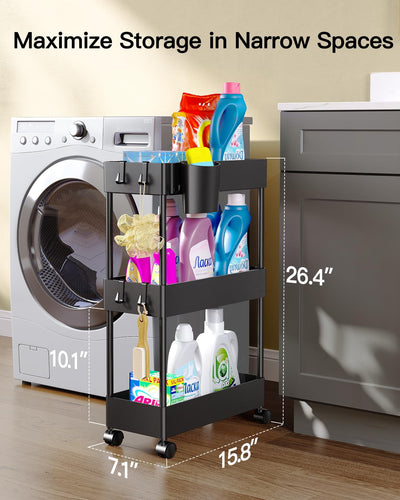 Bathroom Storage Cart Organizer With Wheels For Easy Mobility