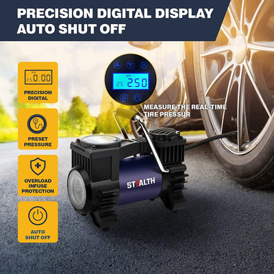 Stealth Portable Air Compressor Tire Inflator 12V Digital Pump 120PSI