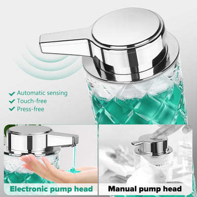 Automatic Liquid Soap Dispenser Touchless Glass Clear Diamond Design