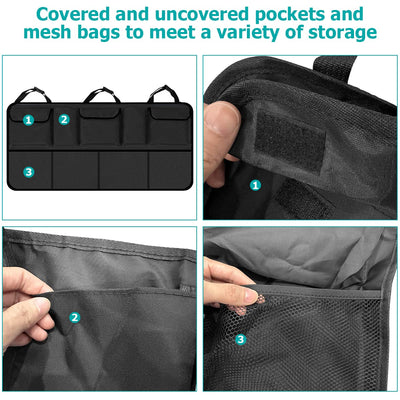 AICEL Car Trunk Organizer 9 Large Storage Bags Waterproof With Lids