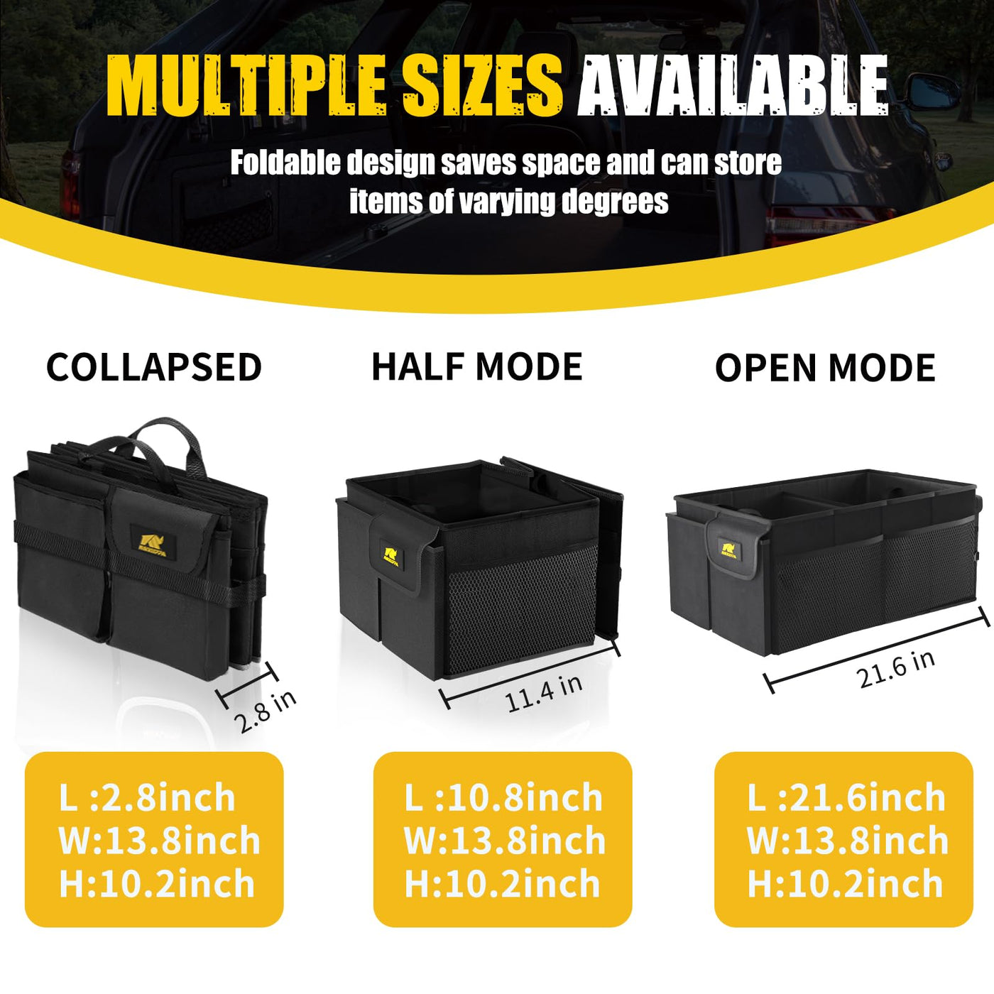 Car Trunk Organizer With Non Slip Bottom For SUV Auto Truck Van