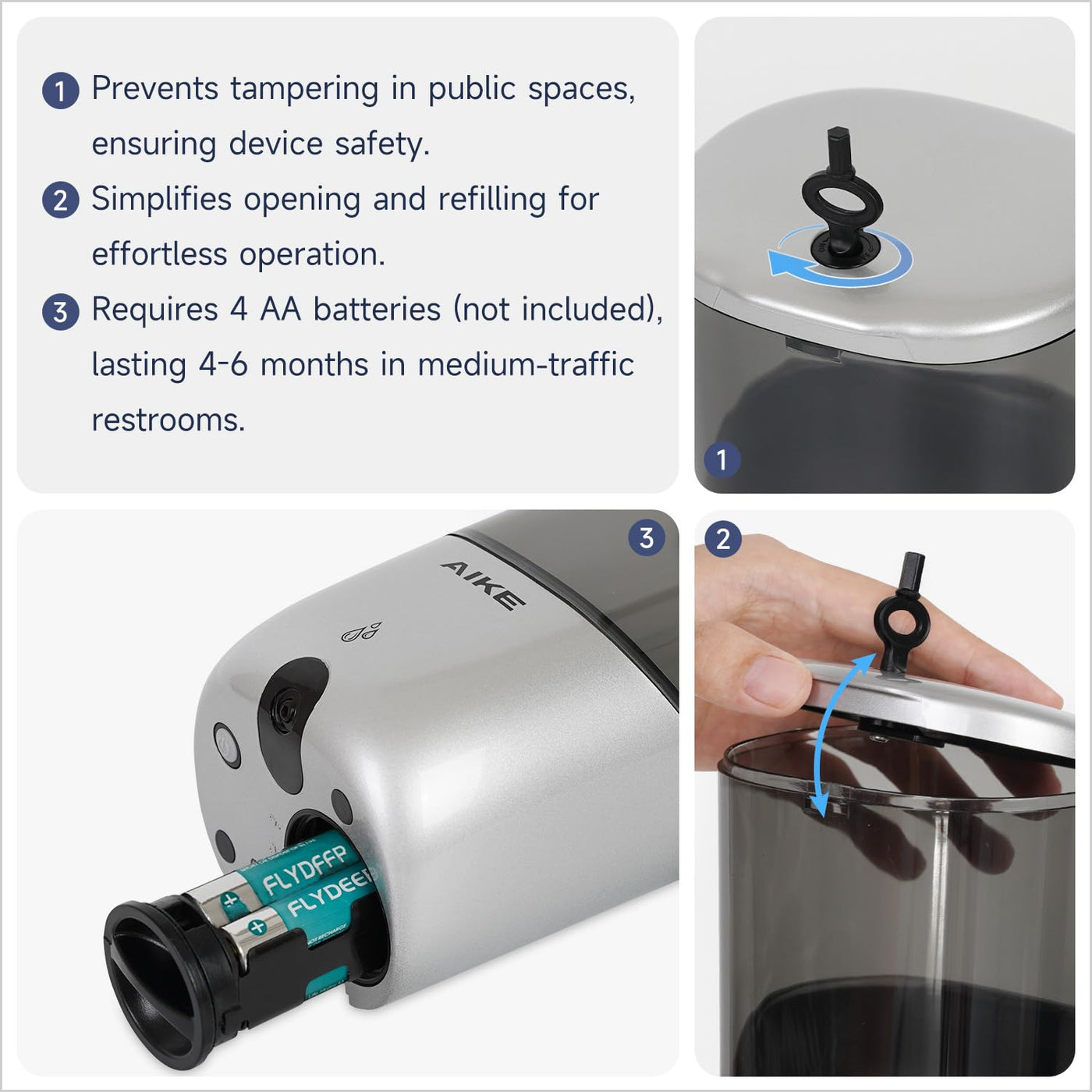 Mount Automatic Soap Dispenser For Liquid Soap Battery Operated Touchless