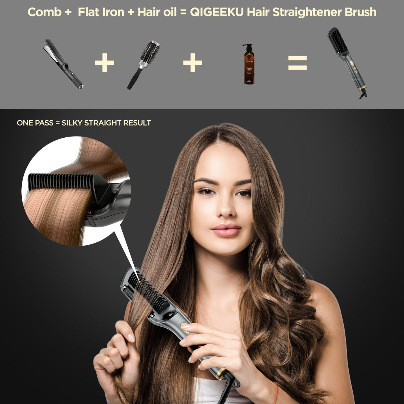 Upgraded Ionic Hair Straightener Brush For Smooth Styling