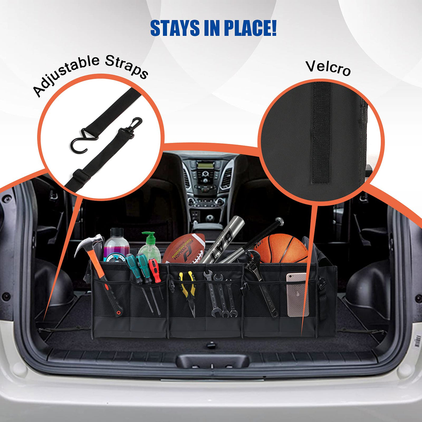 Large Car Trunk Organizer With Removable Cooler Bag And Foldable Cover