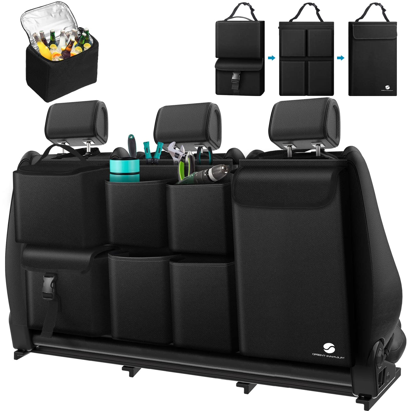 Car Trunk Organizer With Cooler Waterproof Hanging Large Storage Pockets