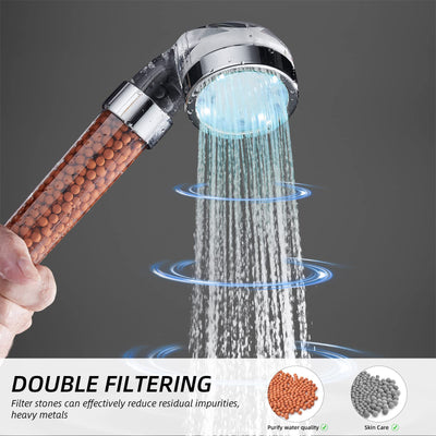 Color Changing Handheld Shower Head With High Pressure Function