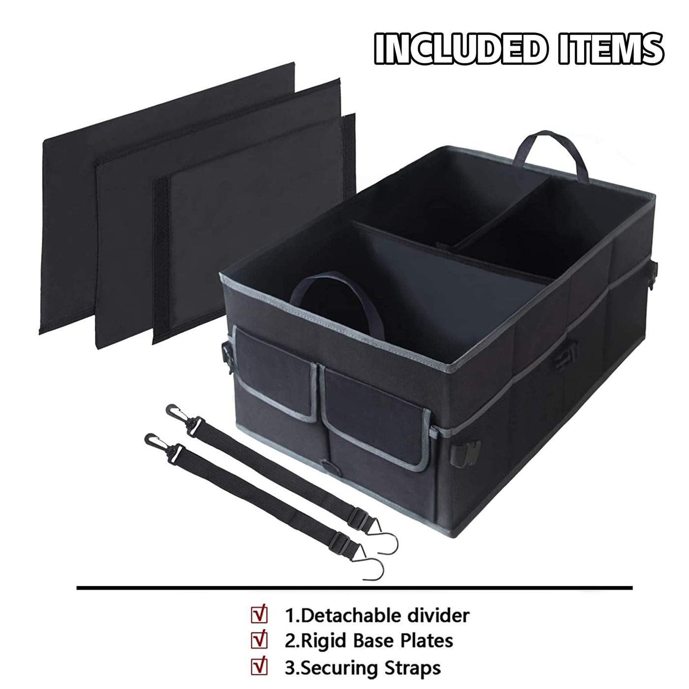 UYYE Auto Trunk Organizer Collapsible Durable Cargo Storage Compartments