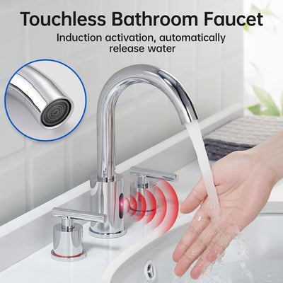 Touchless Bathroom Faucet With Automatic Sensor And Dual Handles