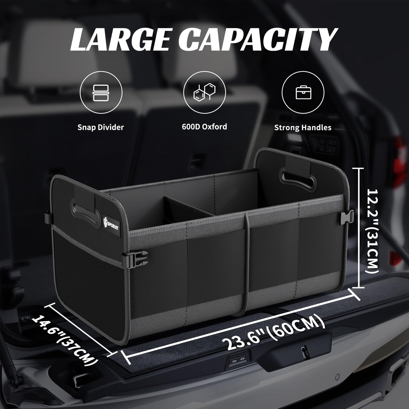 Sposuit Car Trunk Organizer 70L Collapsible Storage With 11 Pockets