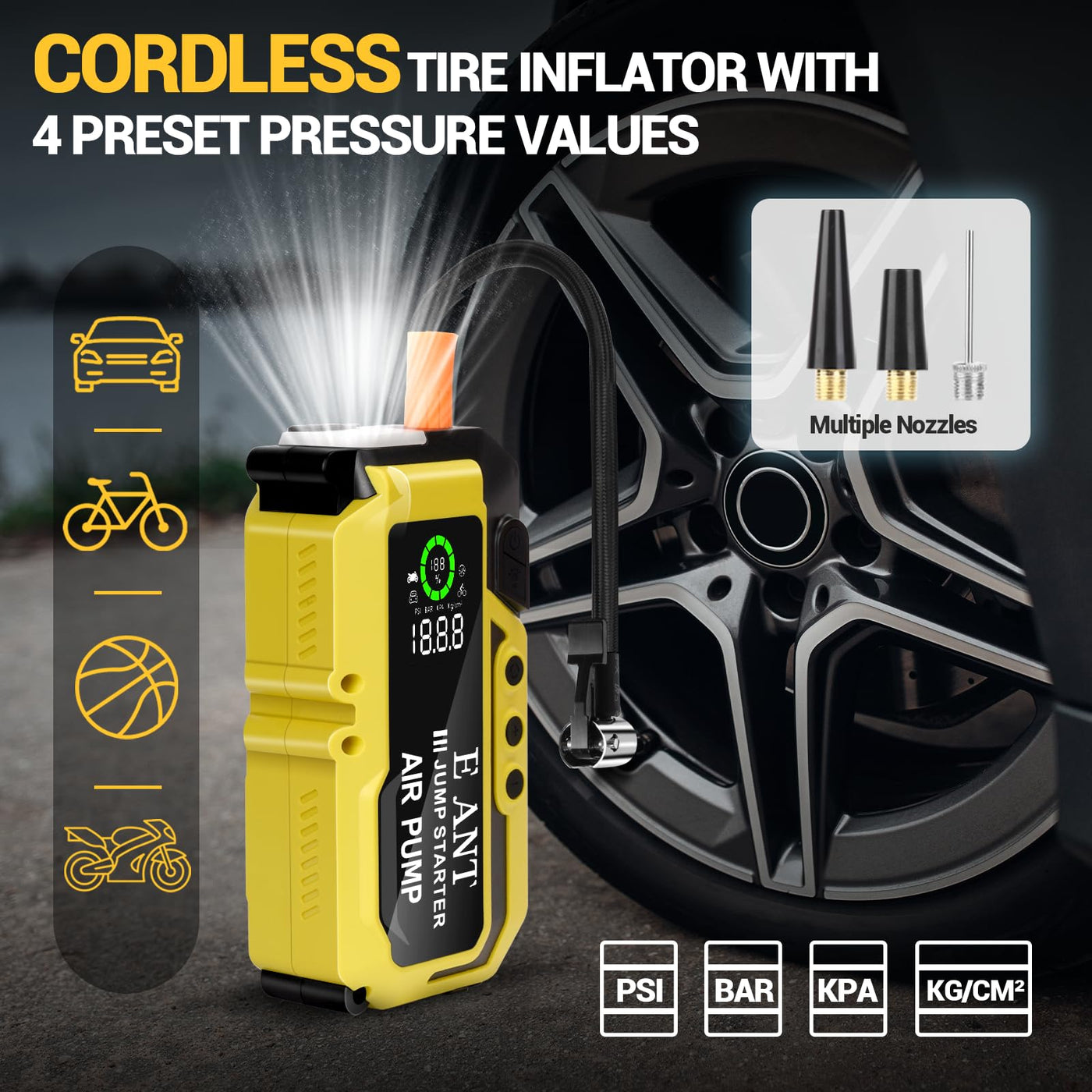 E-Ant Car Jump Starter 4000A Peak With Air Compressor For Gas Diesel