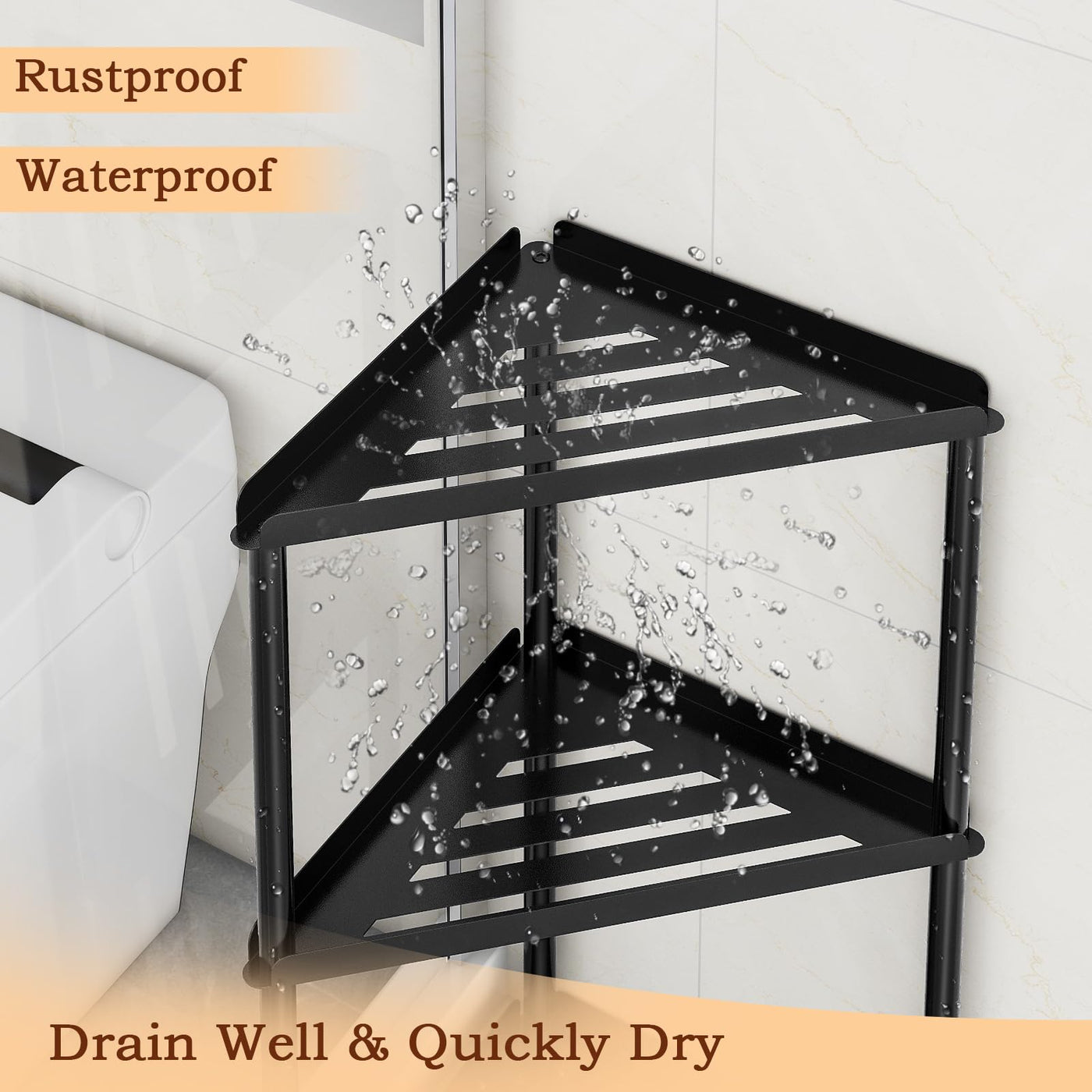 Corner Shower Caddy 3 Tier Standing Organizer For Bathroom Storage