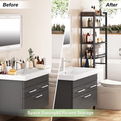 Over The Toilet Storage Rack 4 Tier Adjustable Bathroom Organizer Shelf