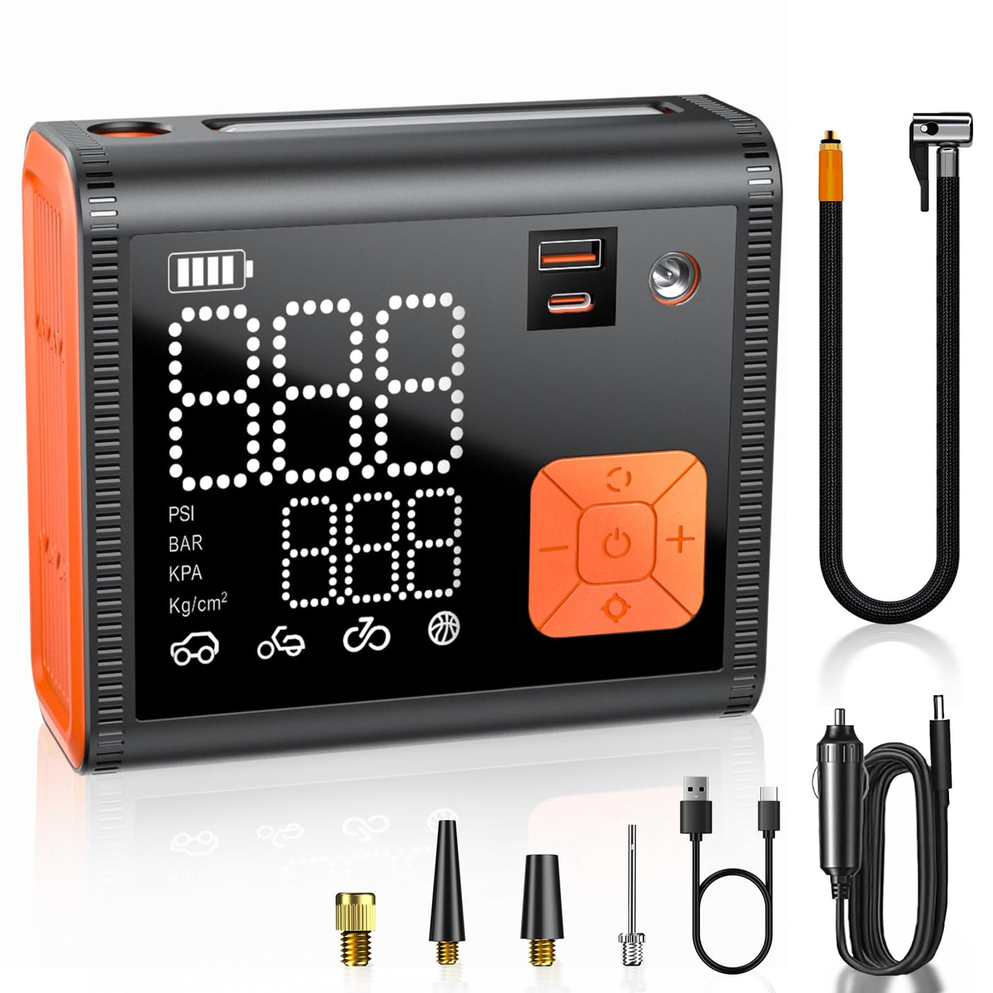 ZUZEE Portable Tire Inflator 150 PSI Dual Cylinder 28000mAh Battery