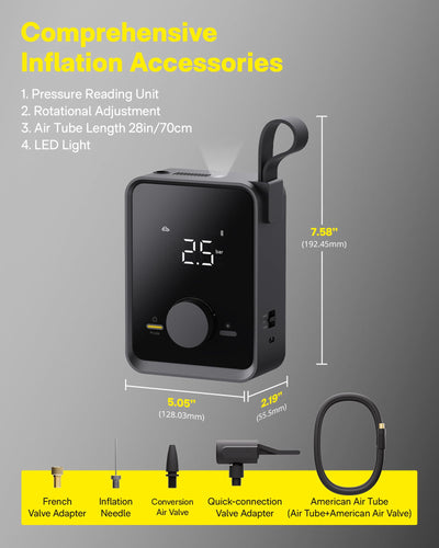 HOTO Portable Tire Inflator Electric Air Pump With Digital Gauge 120PSI