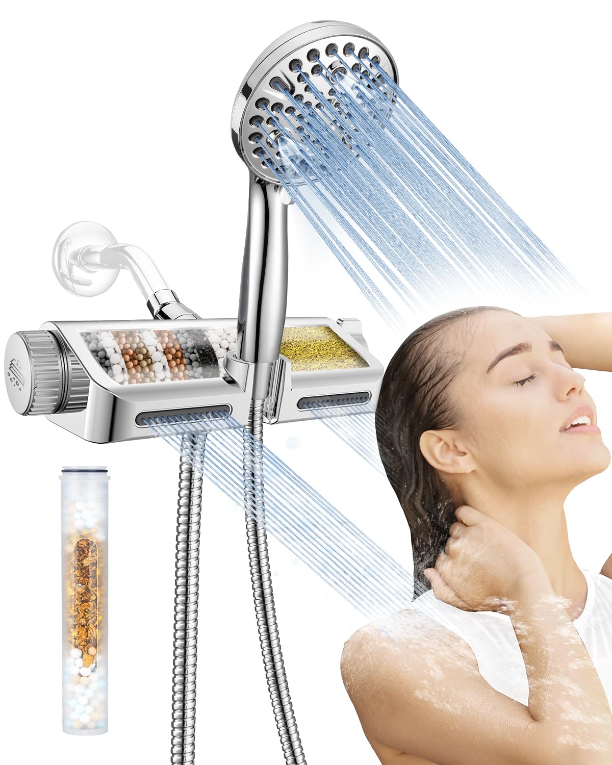 Handheld Combo Spa System With Dual Filtered Shower Head Massage