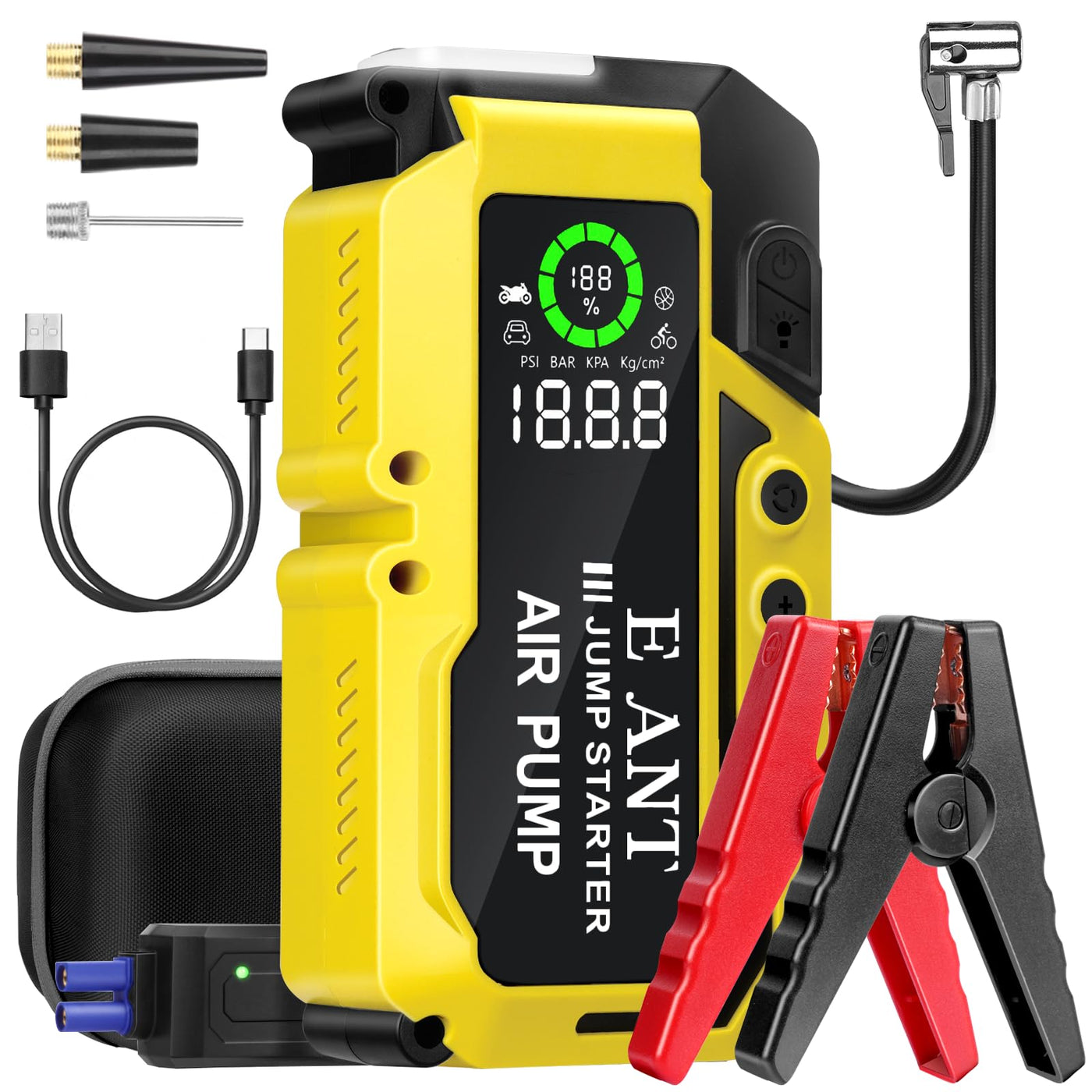 E-Ant Car Jump Starter 4000A Peak With Air Compressor For Gas Diesel