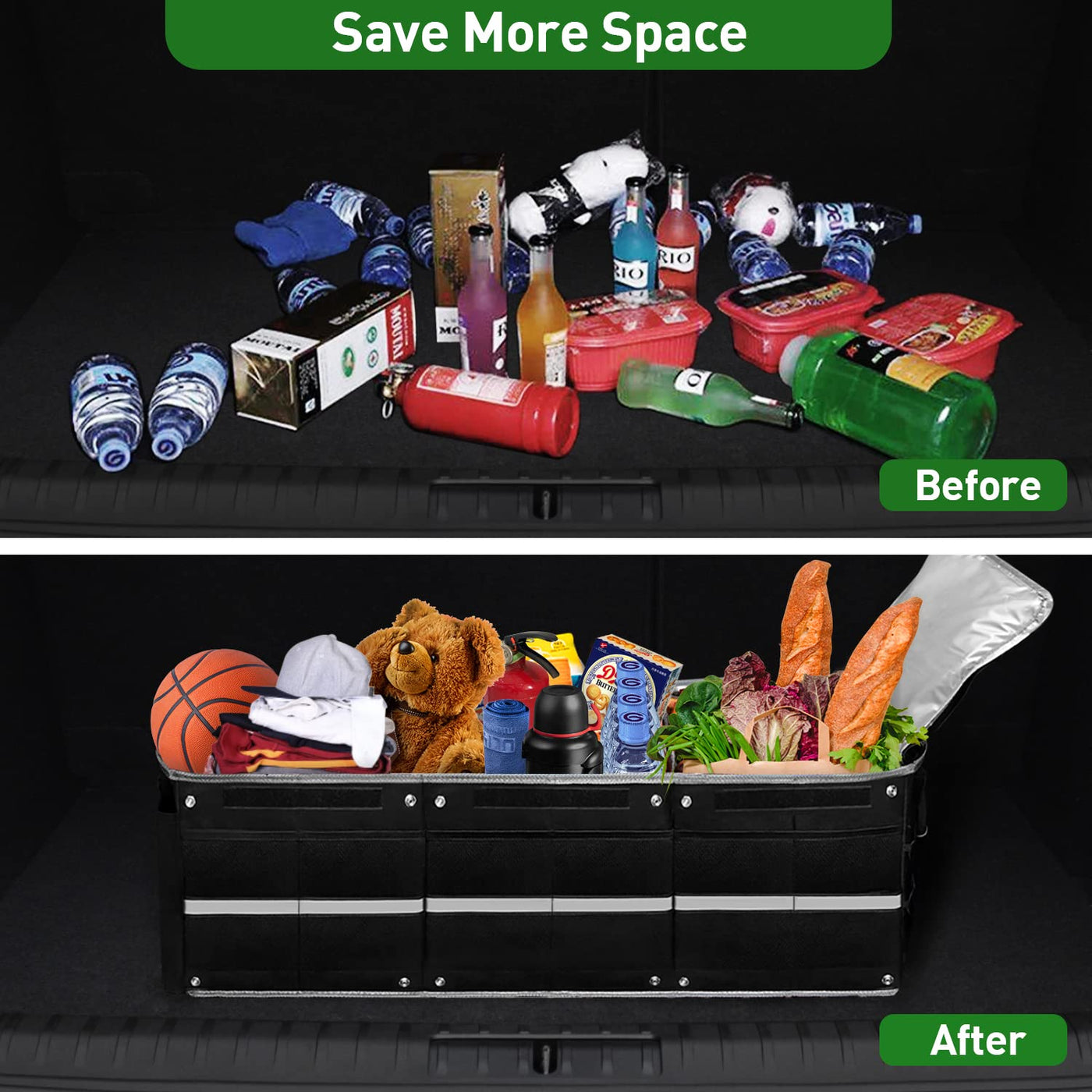 Car Trunk Organizer 115L Heavy Duty Collapsible Storage With Cooler