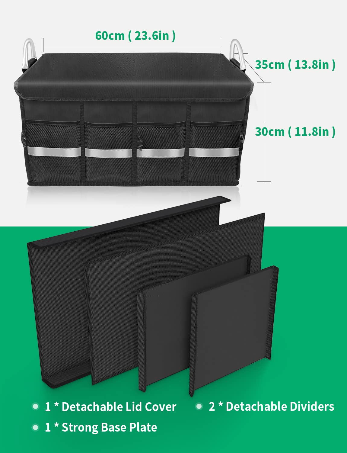 Oasser Trunk Organizer Waterproof Durable Collapsible Multi Compartment Storage