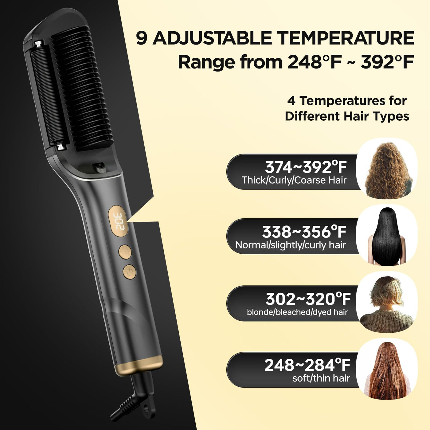Upgraded Ionic Hair Straightener Brush For Smooth Styling