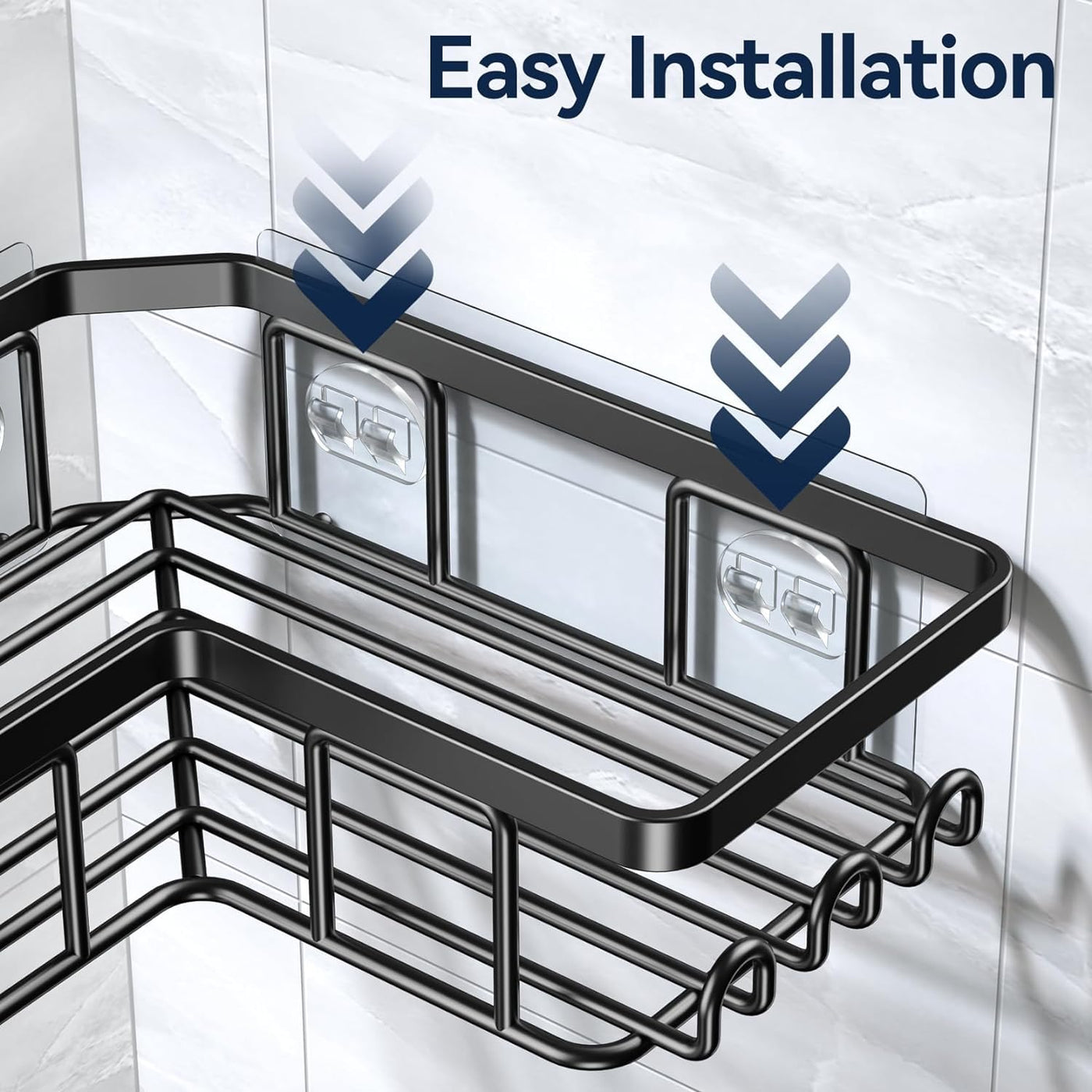 Stainless Steel Bathroom Organizer Wall Mounted Rack Black 3-Pack