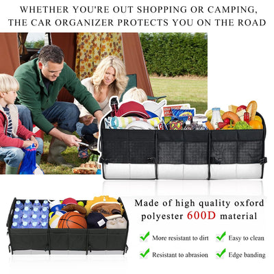 Large Car Trunk Organizer 95L Stretchable Storage With Divided Compartments