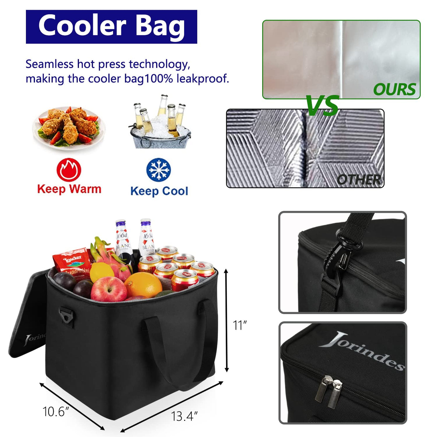 Car Trunk Organizer With Insulated Cooler Bag And 3 Compartments