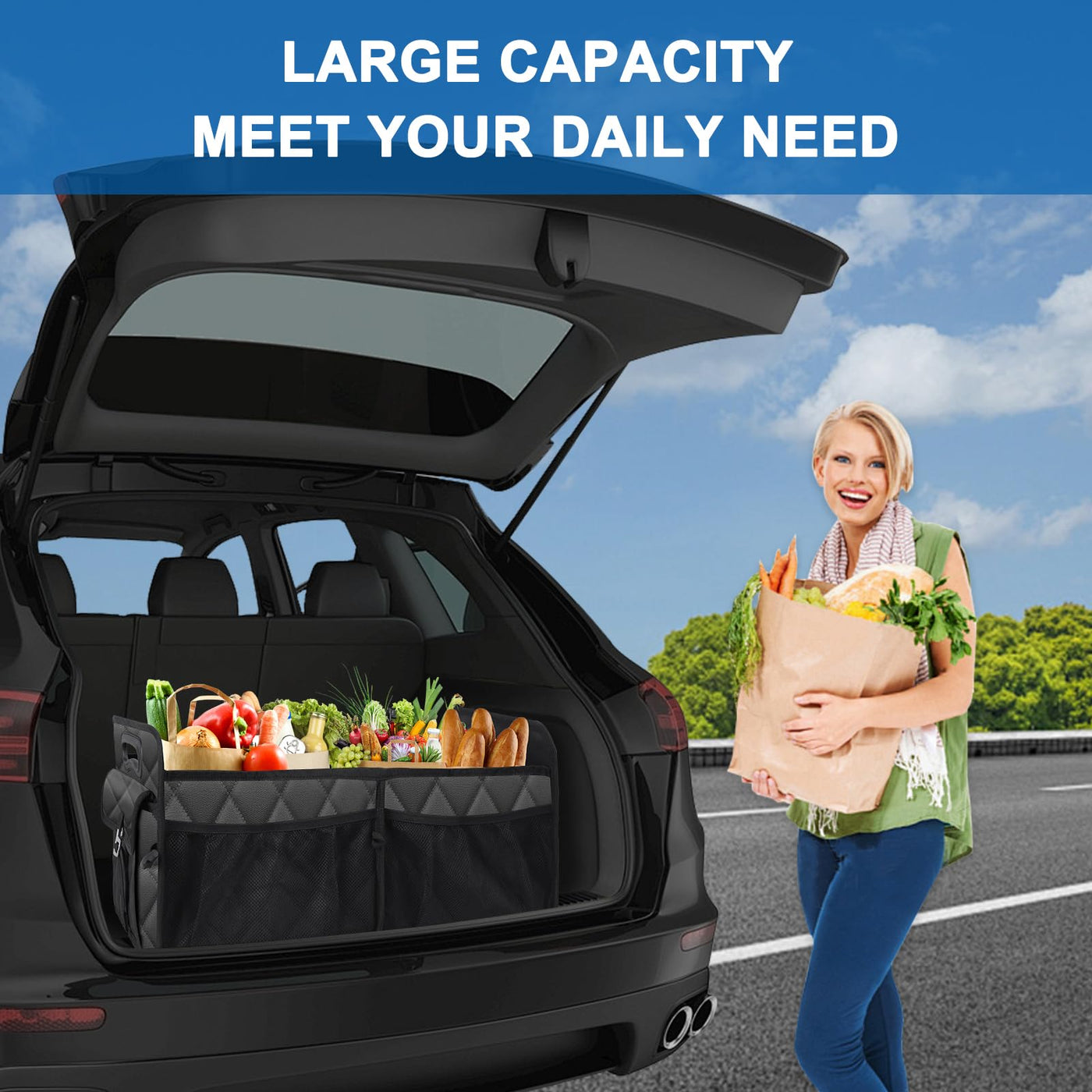 Olosar Collapsible Car Trunk Organizer Portable Storage Solution