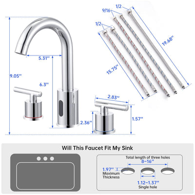 Touchless Bathroom Faucet With Automatic Sensor And Dual Handles