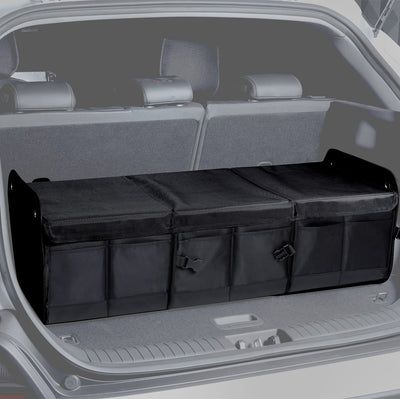 NINEDUCK Car Trunk Organizer Large Black Oxford Cargo Storage With Lid