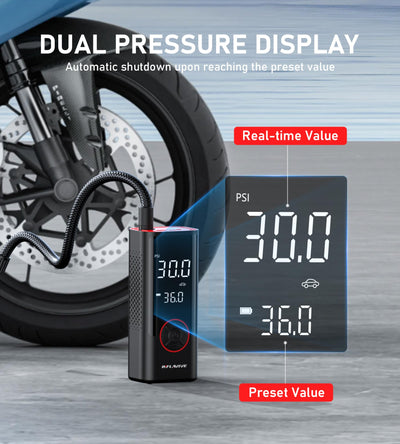 Portable Tire Inflator Cordless Air Compressor 150PSI Dual Power Pump