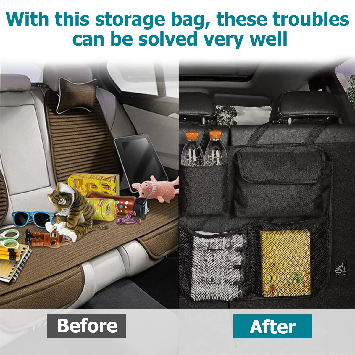 AICEL Car Trunk Organizer 9 Large Storage Bags Waterproof With Lids