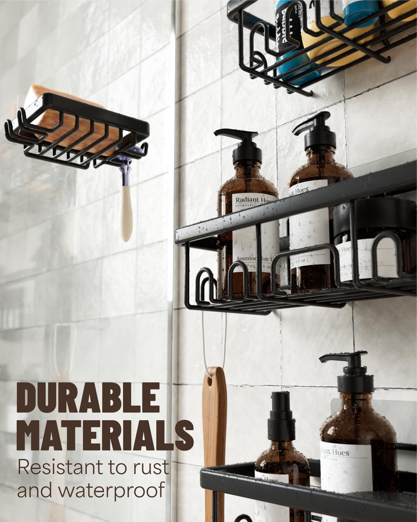 Shower Caddy 6-Pack Large Wall Mounted Heavy Duty Bathroom Shelves