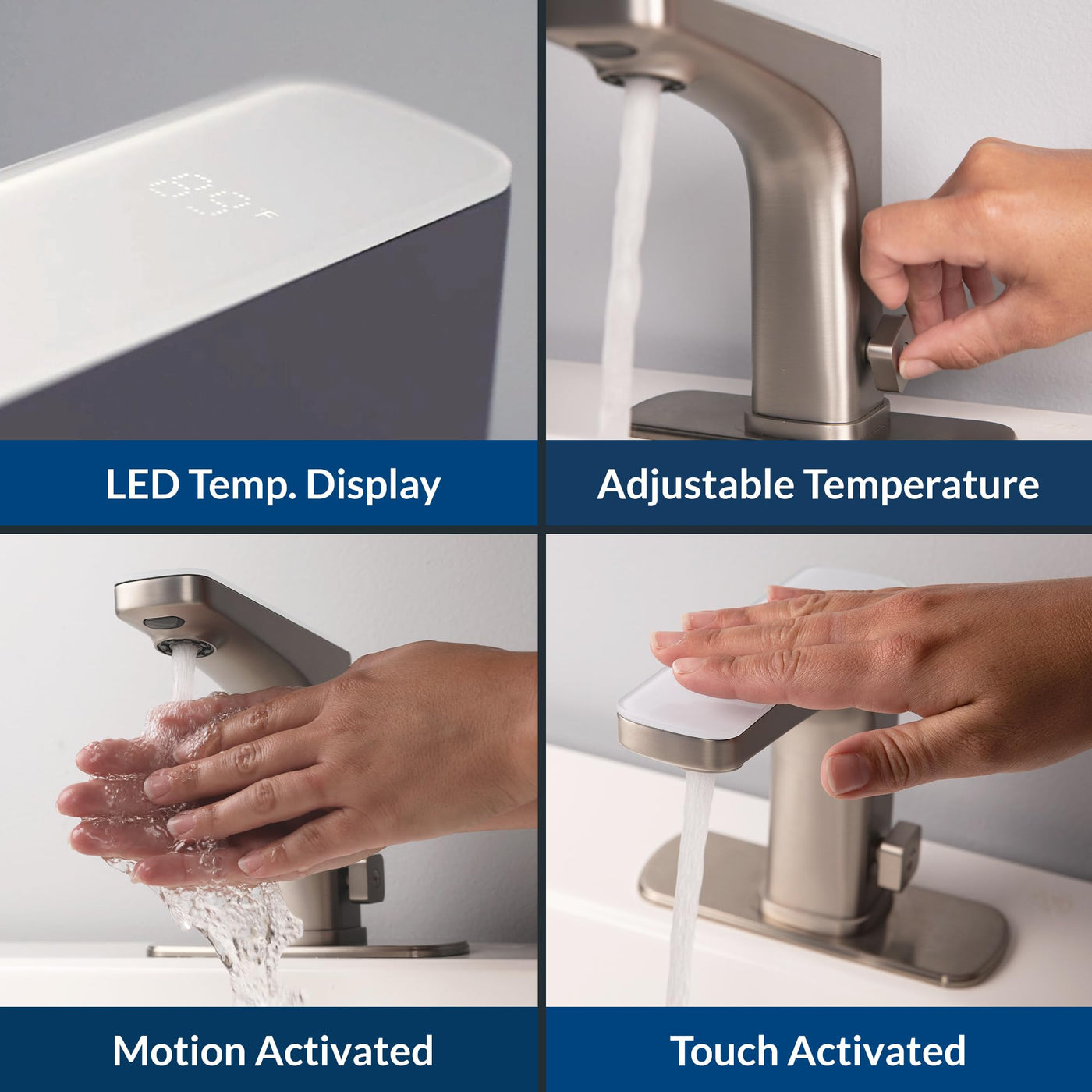 Touchless Bathroom Sink Faucet With Hands Free Touch Activation