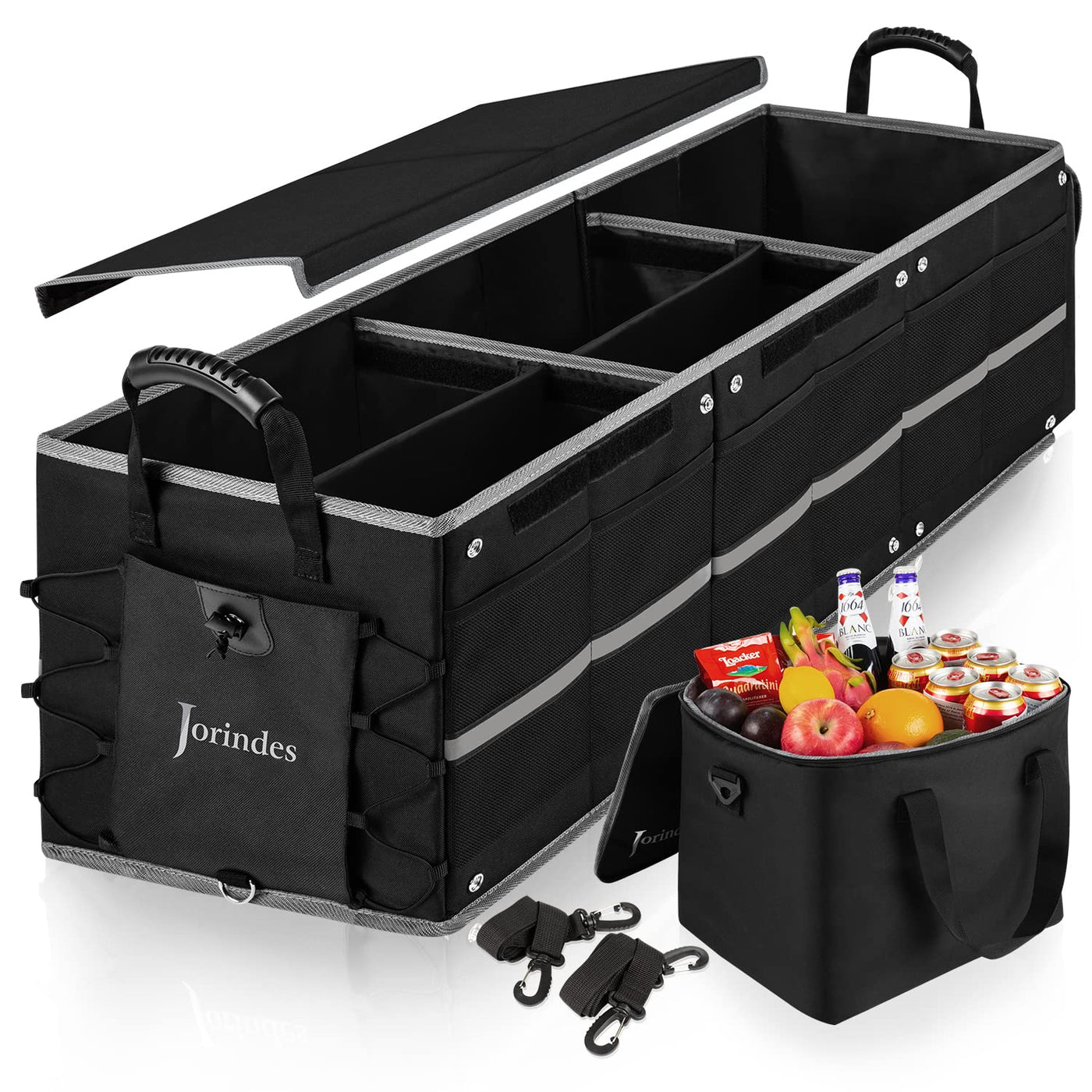 Car Trunk Organizer With Insulated Cooler Bag And 3 Compartments